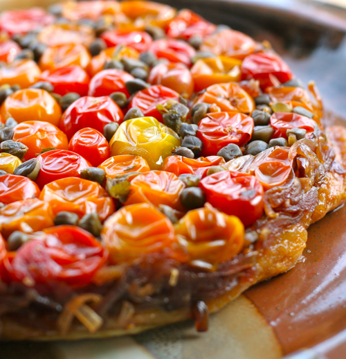 recipe Tomato Tarte Tatin with Capers & Caramelized Onions - off the